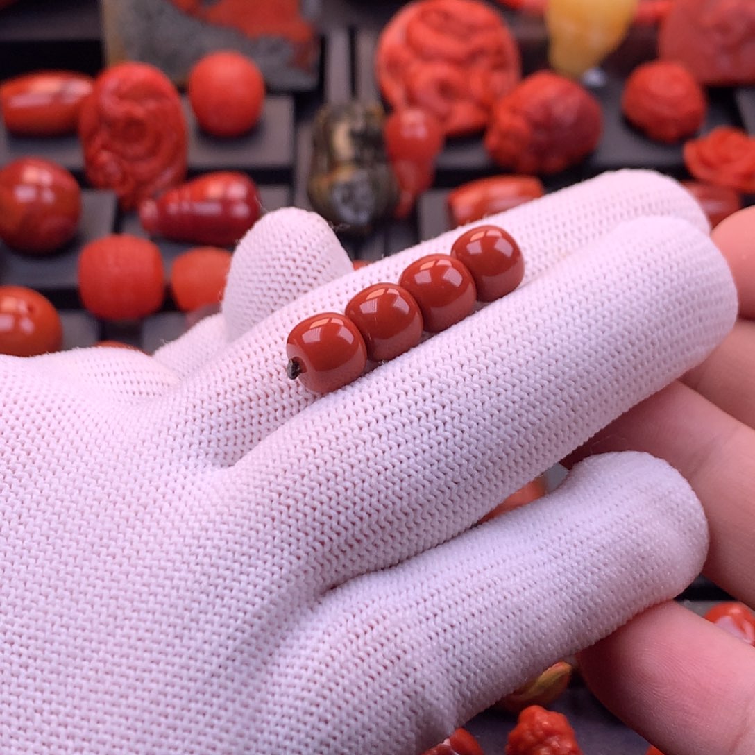 南红玛瑙未镶嵌川料原矿满色满肉老型连珠9mm