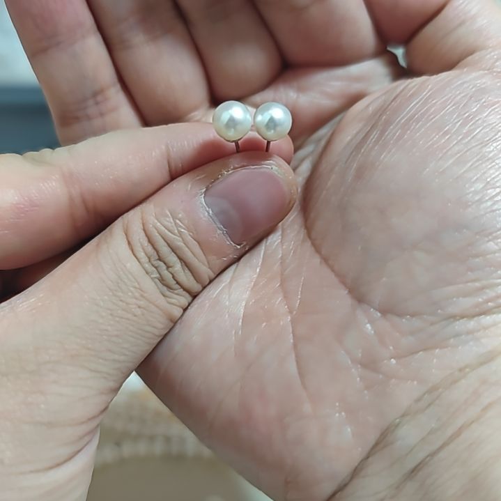 淡水珍珠耳钉银S925镶嵌