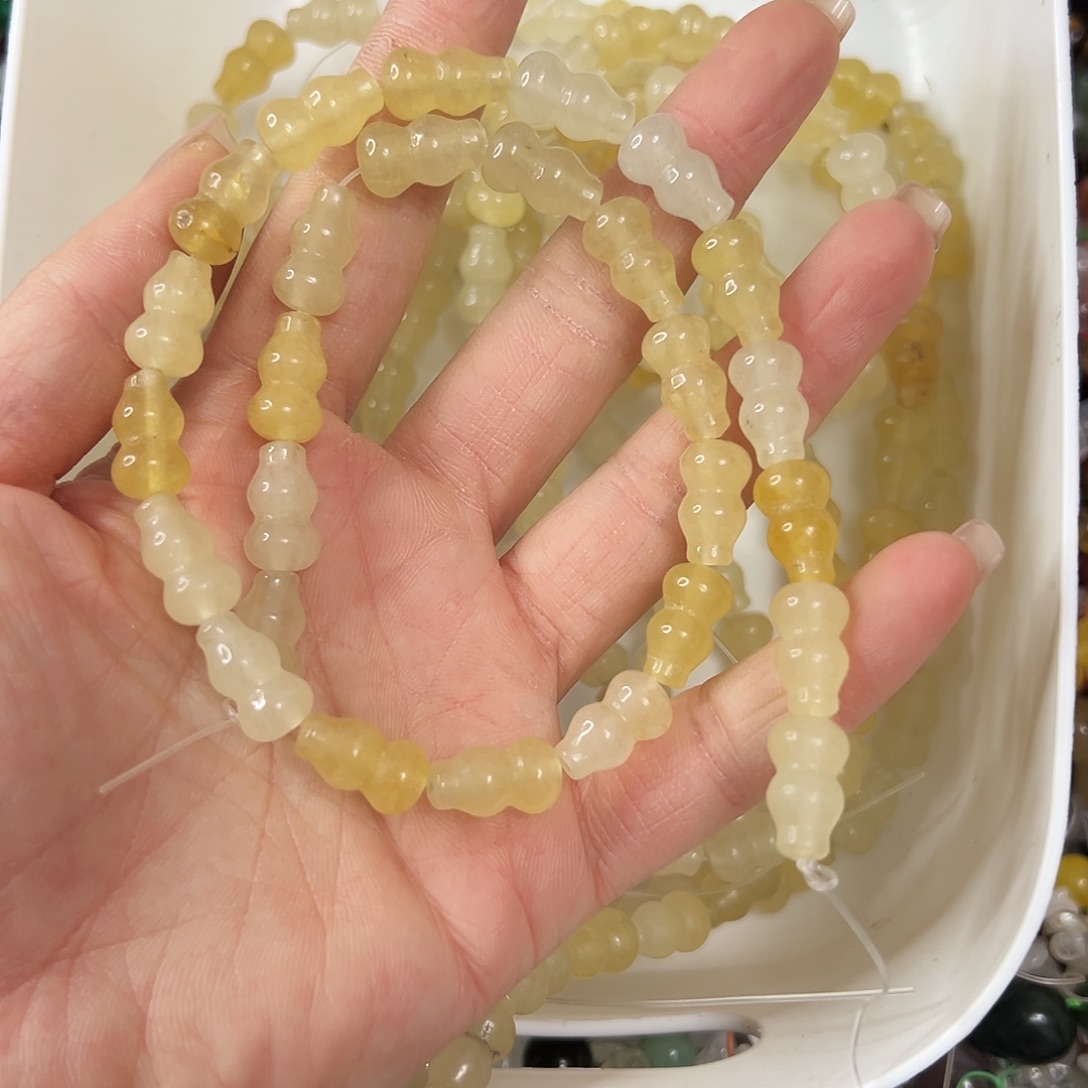 玛瑙/玉髓合金珠宝半成品，金丝玉葫芦珠26颗