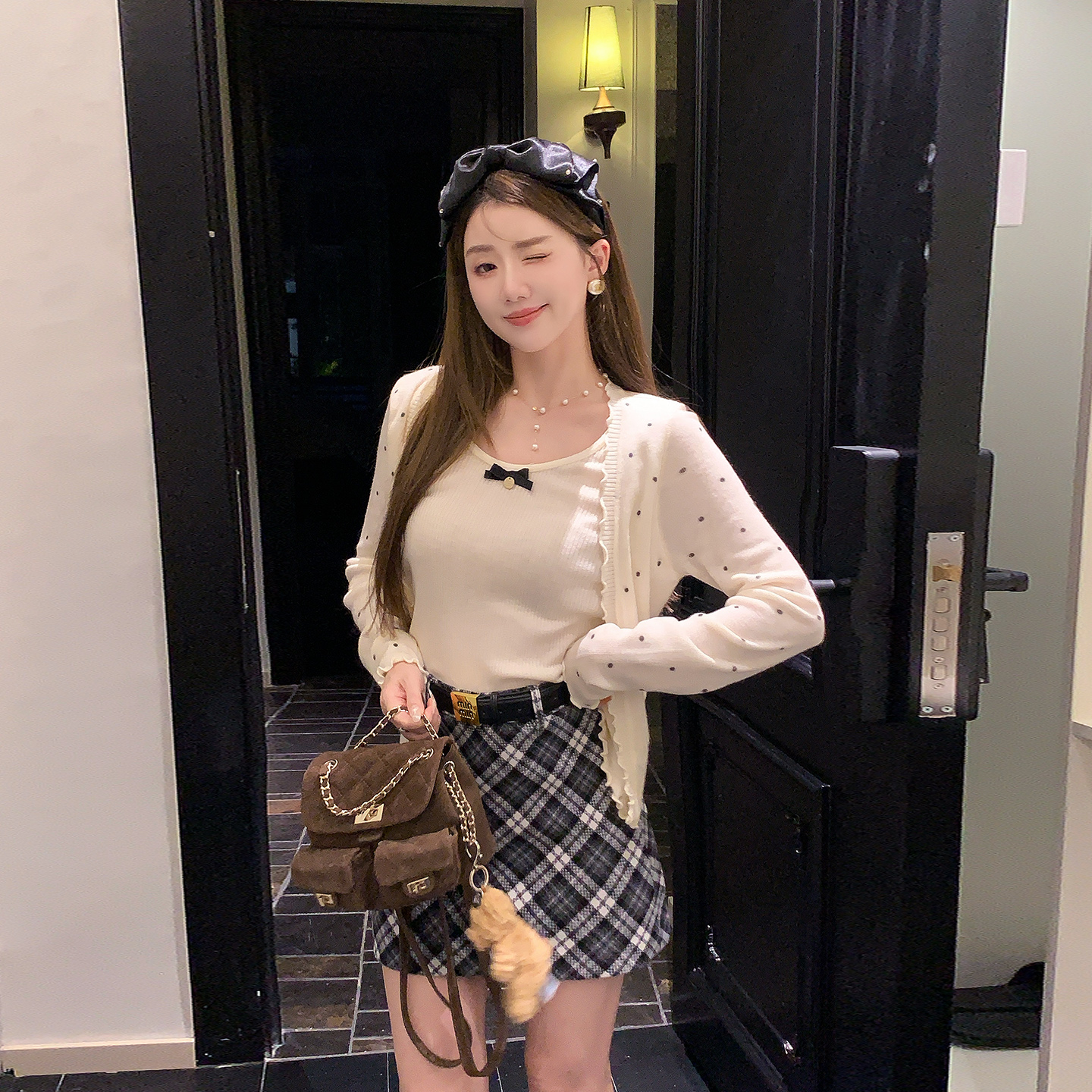 冰冰来了丨【轻甜感】少女感减龄吊带波点针织开衫假两件上衣27315