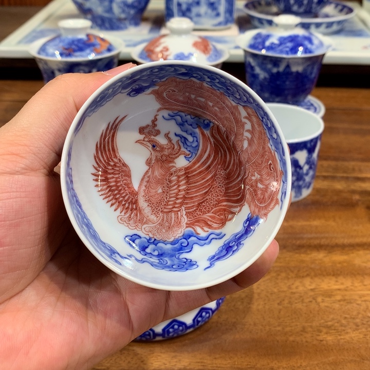 自成堂柴窑 釉里红凤