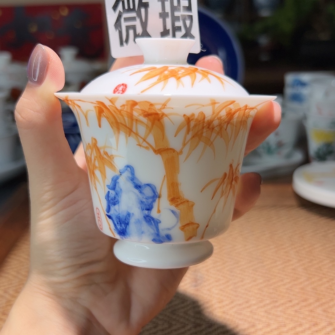【闪购商品】微瑕 手绘 盖碗