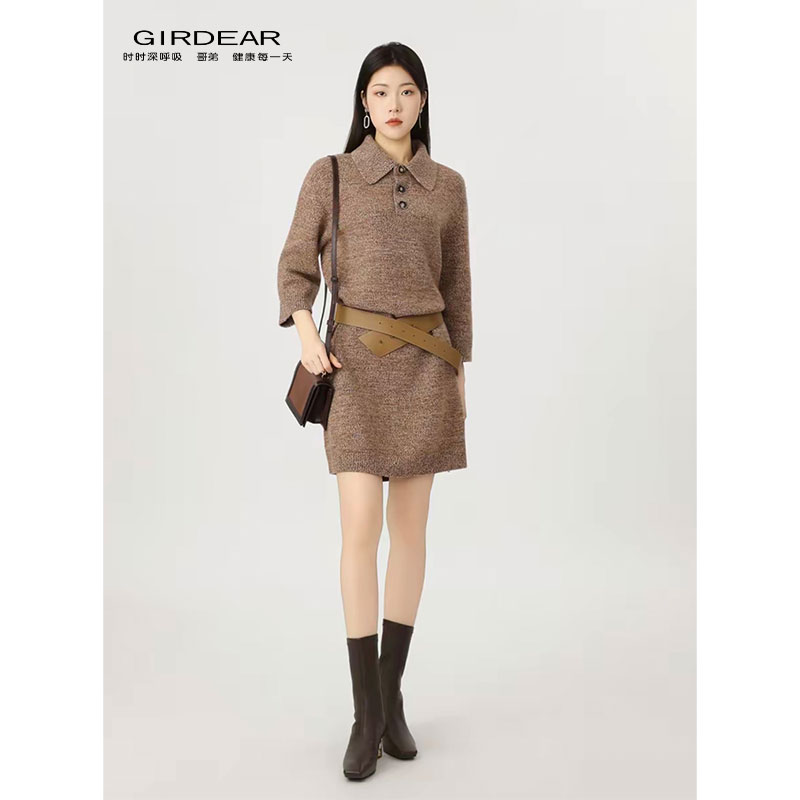 GIRDEAR/哥弟绵羊毛针织连衣裙 秋冬高级感爆款裙子洋装1599030