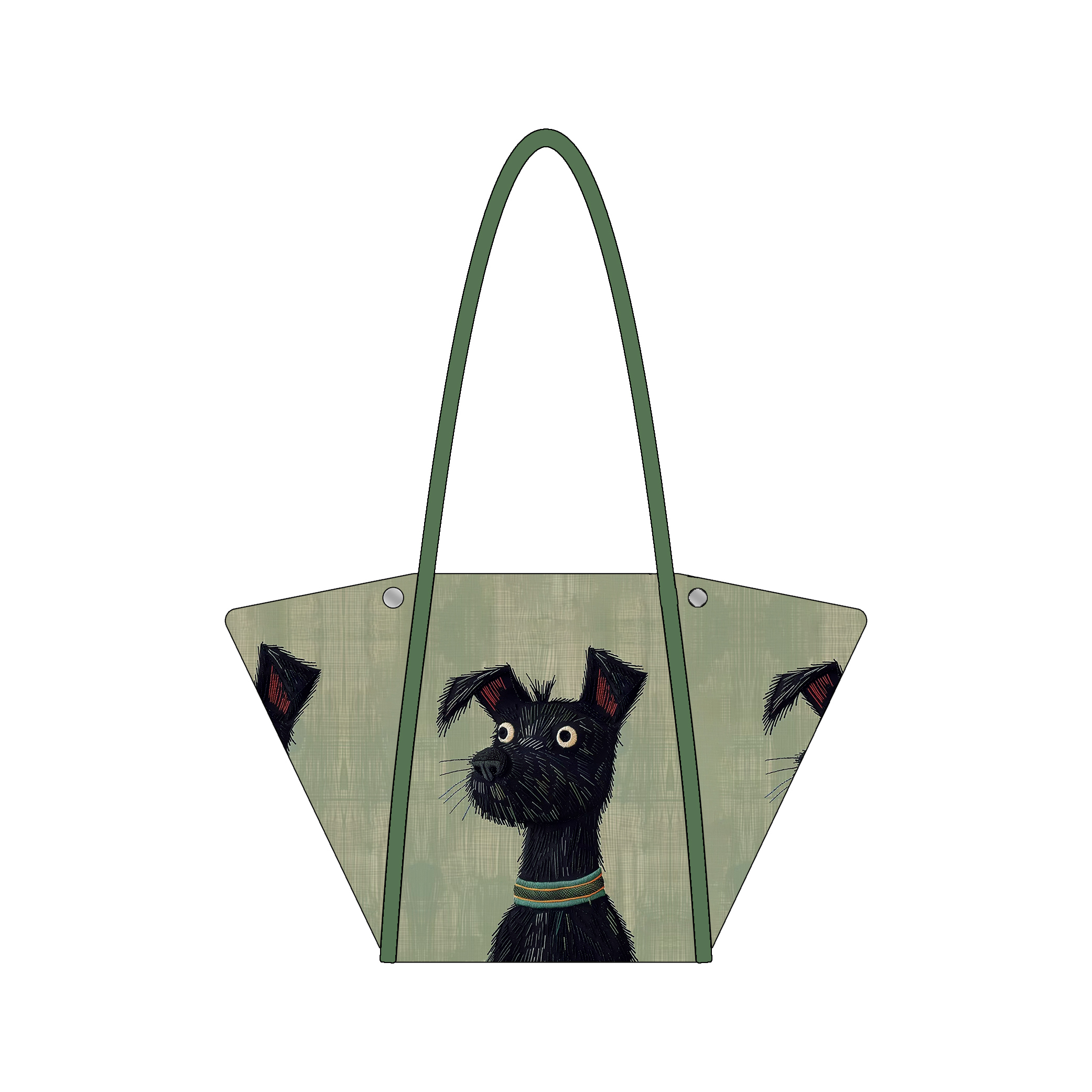 嘉哥 设计师新款青衣黑狗百搭小众休闲元宝包单肩书店大容量帆布