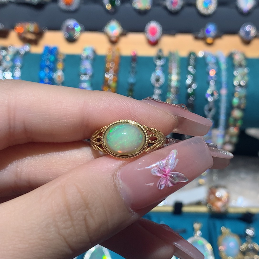 欧泊戒指银S925镶嵌福利