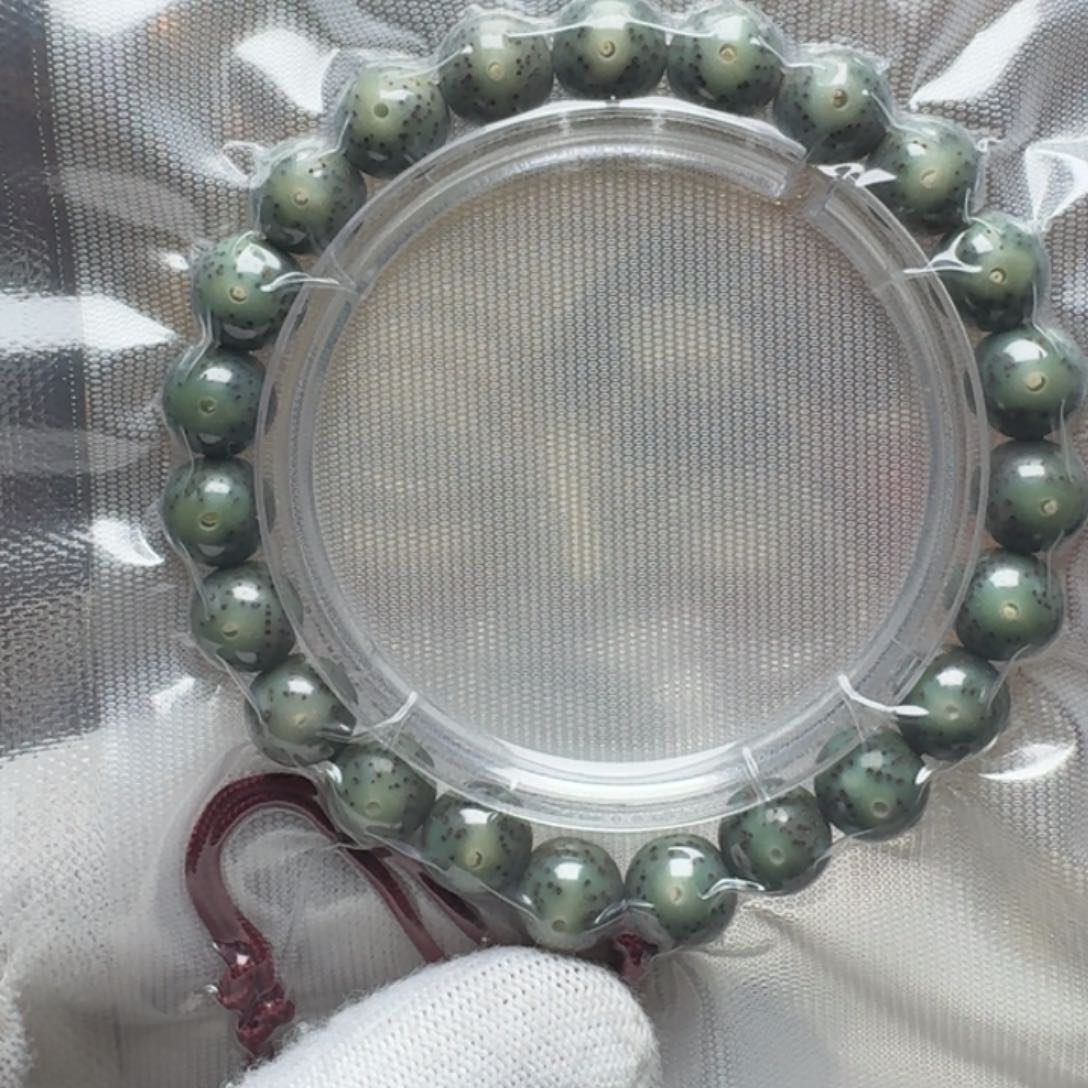 星月菩提手串3号车尺寸10石玉绿幽灵圆珠单圈