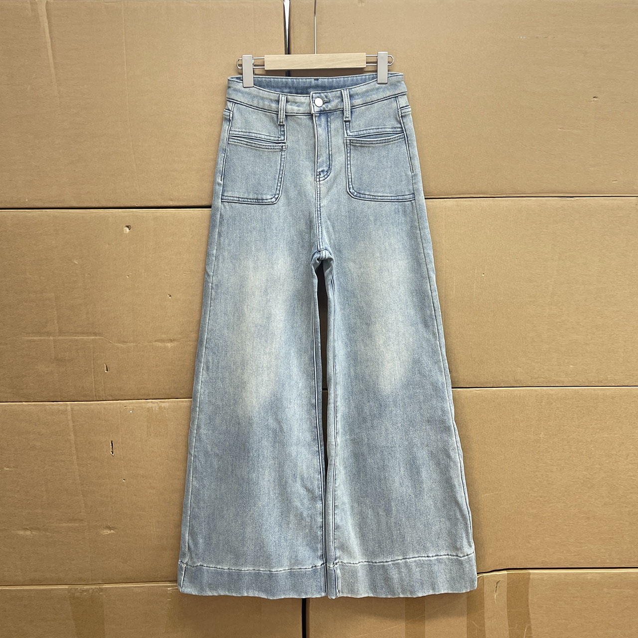 非沅！！新爆款冬季宽松弹力大裤脚 拖地微女裤喇慵懒风阔腿牛仔裤