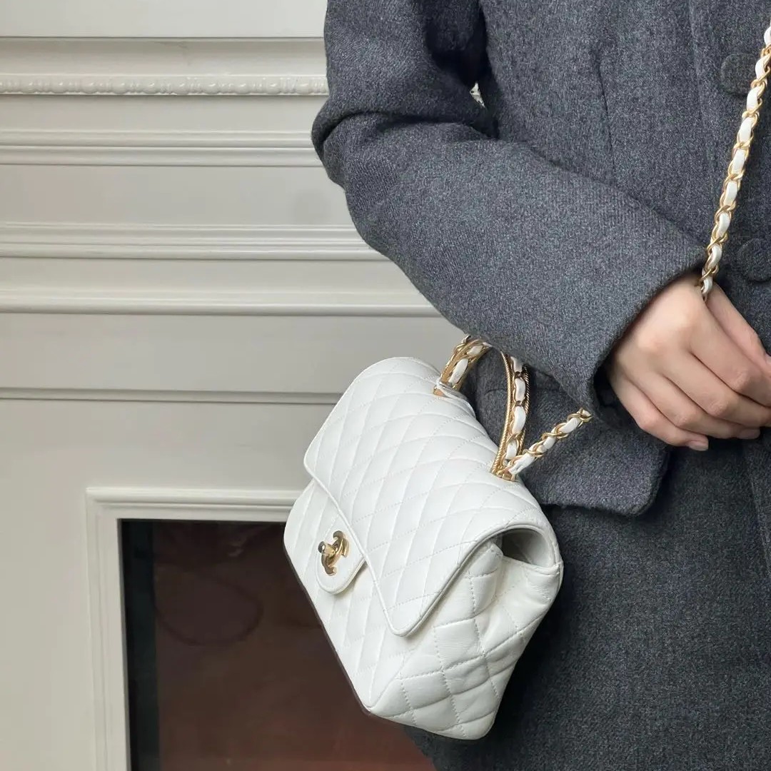 99新 Chanel/香奈儿 23k皮穿链手柄cf白金羊/优品