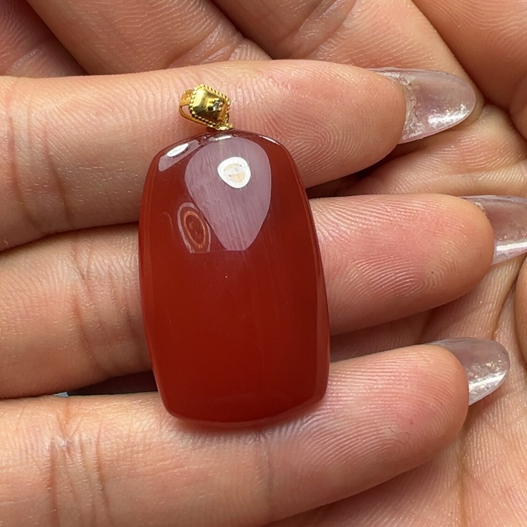 南红玛瑙吊坠18K金镶嵌艾****号
