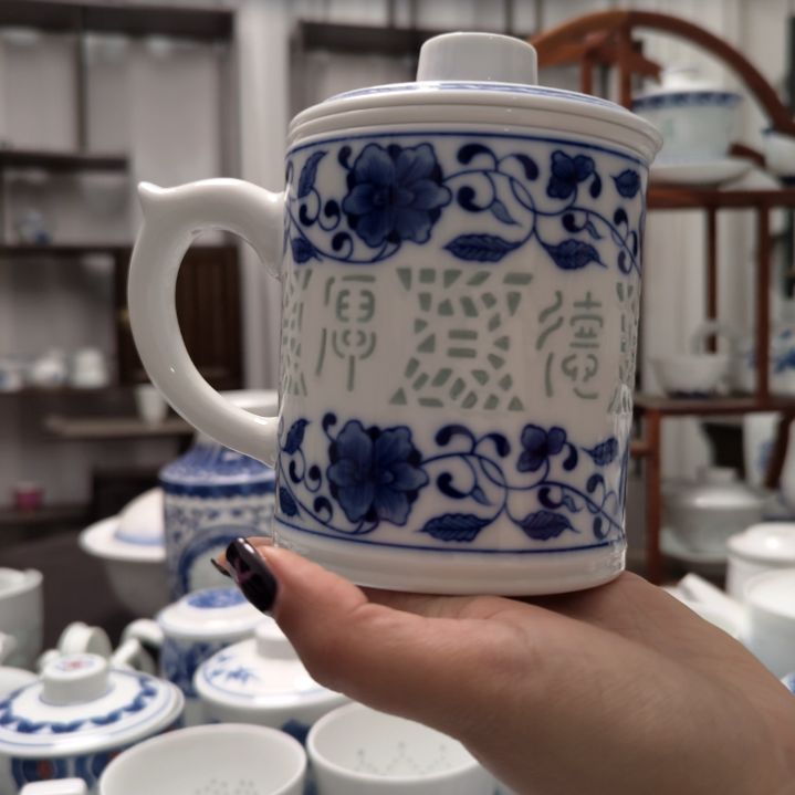 陶瓷手绘厚德载物茶漏杯三件套
