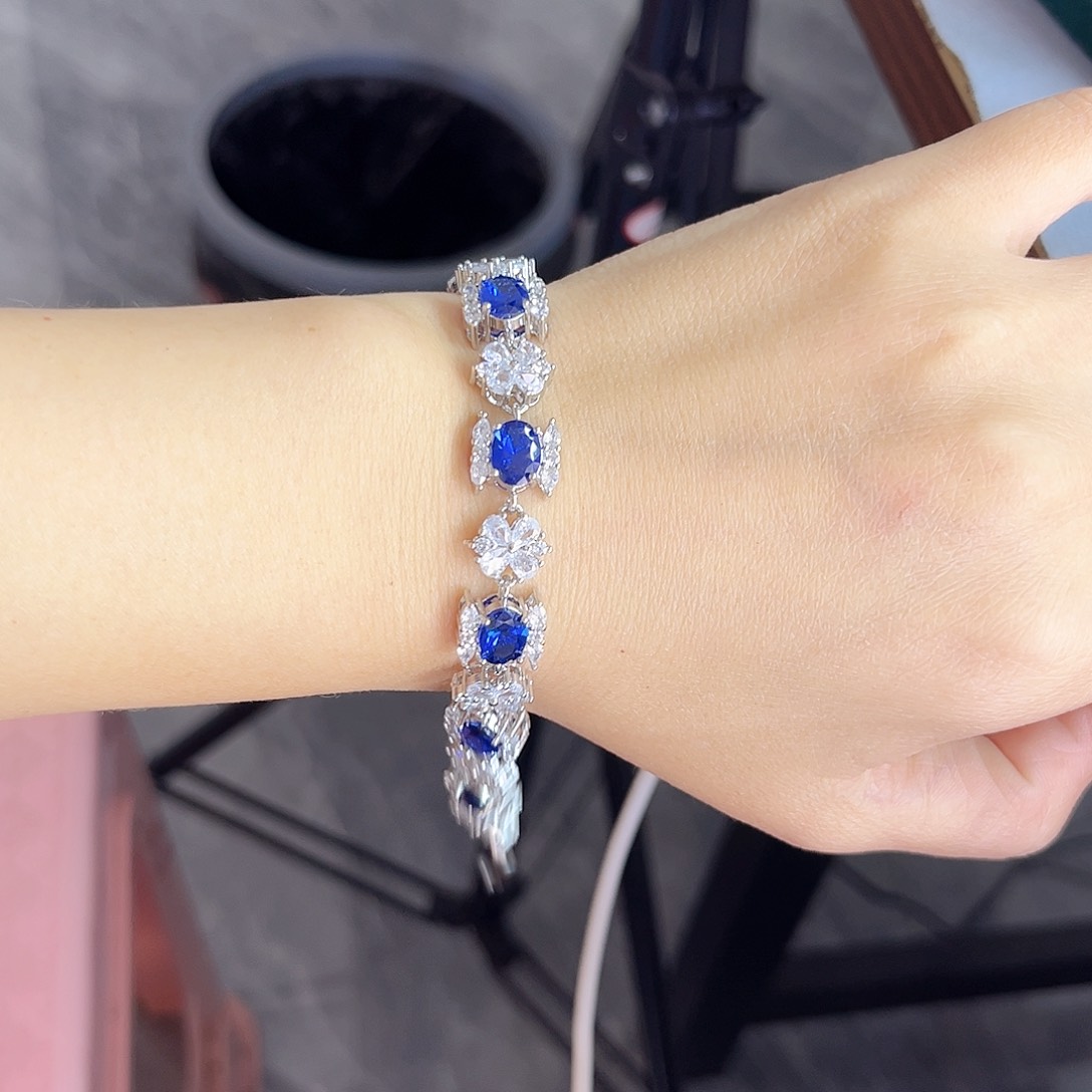 手链蓝宝石银S925镶嵌