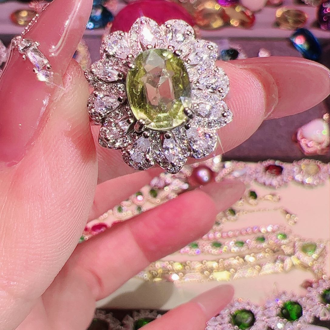 碧玺碧玺戒指银S925镶嵌