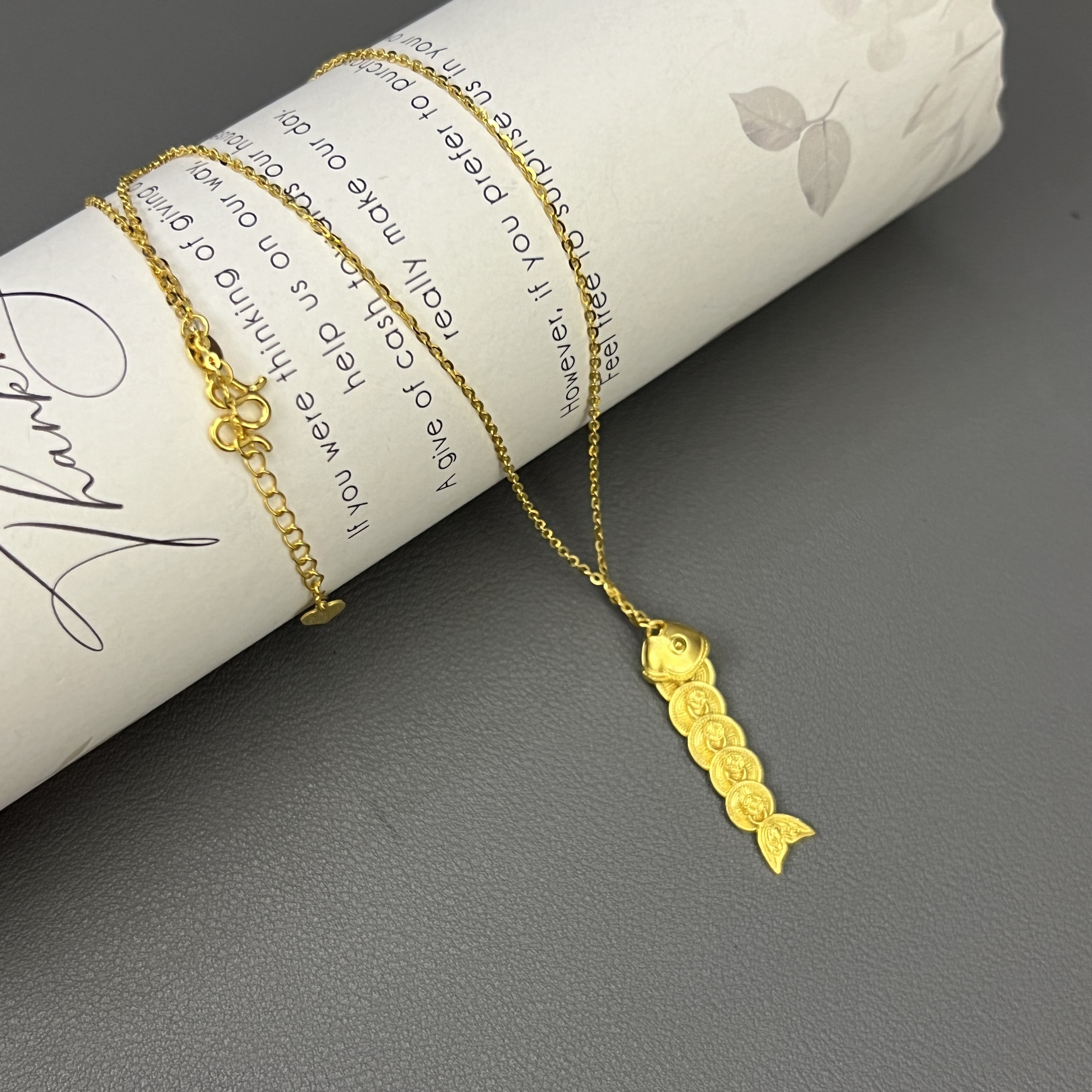 【年年有鱼五币钱黄金套链】足金999项链套链多样性发一