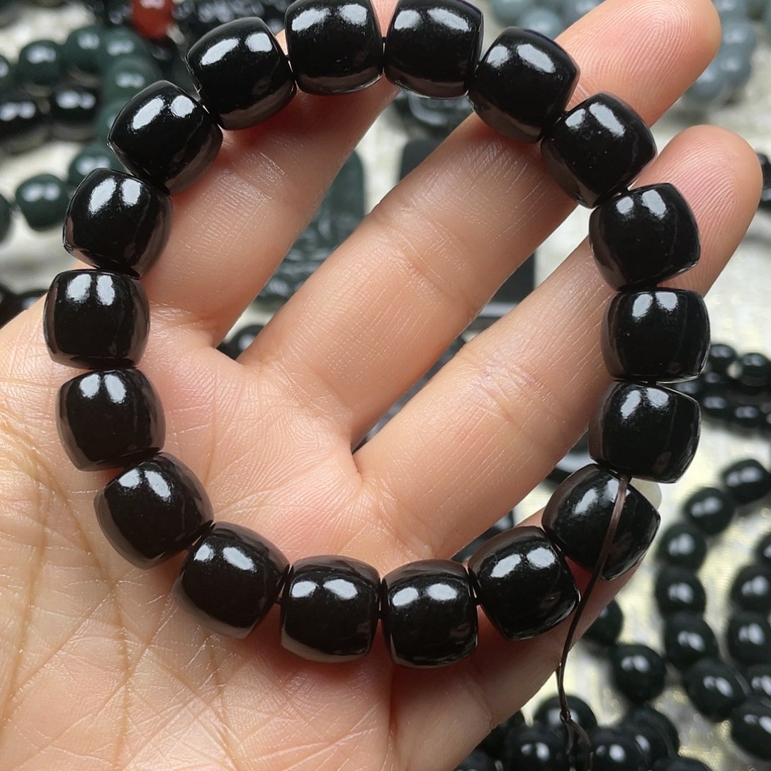 天***品和田玉未镶嵌手串卡12直切细