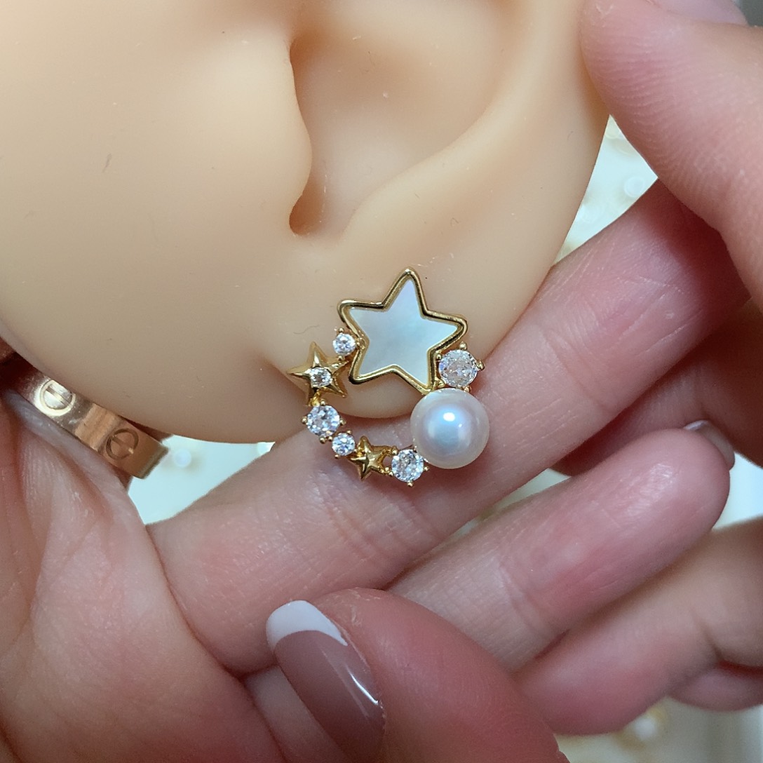 淡水珍珠耳饰合金