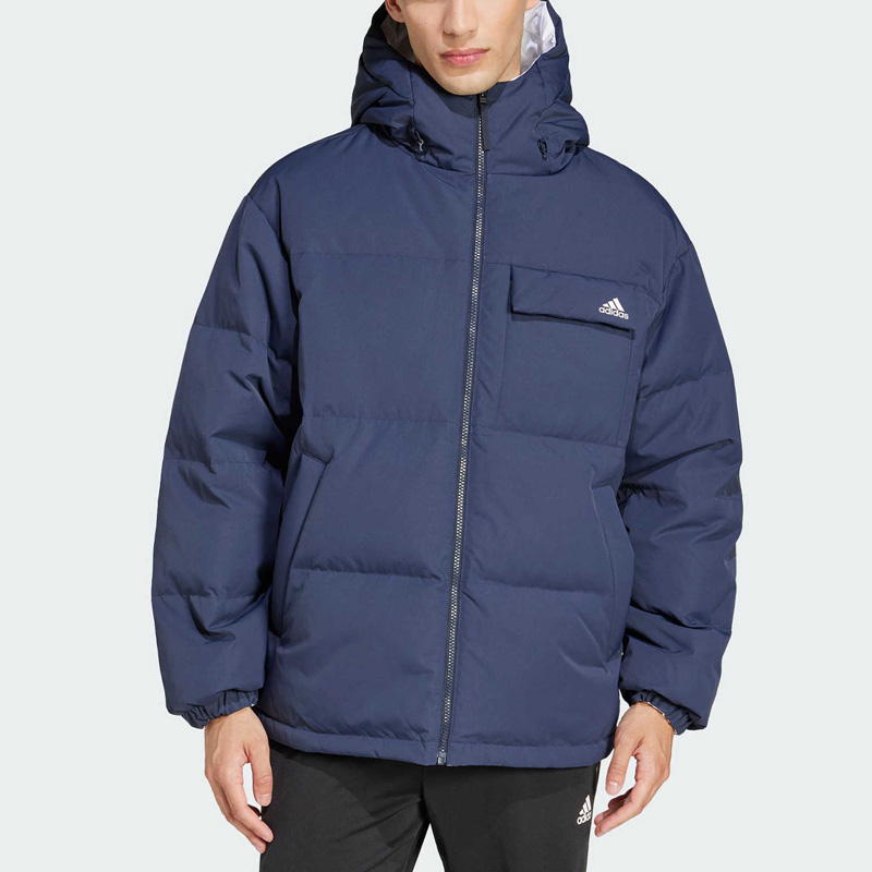 正品Adidas阿迪达斯男女冬季运动休闲双面穿保暖连帽羽绒服JM9129