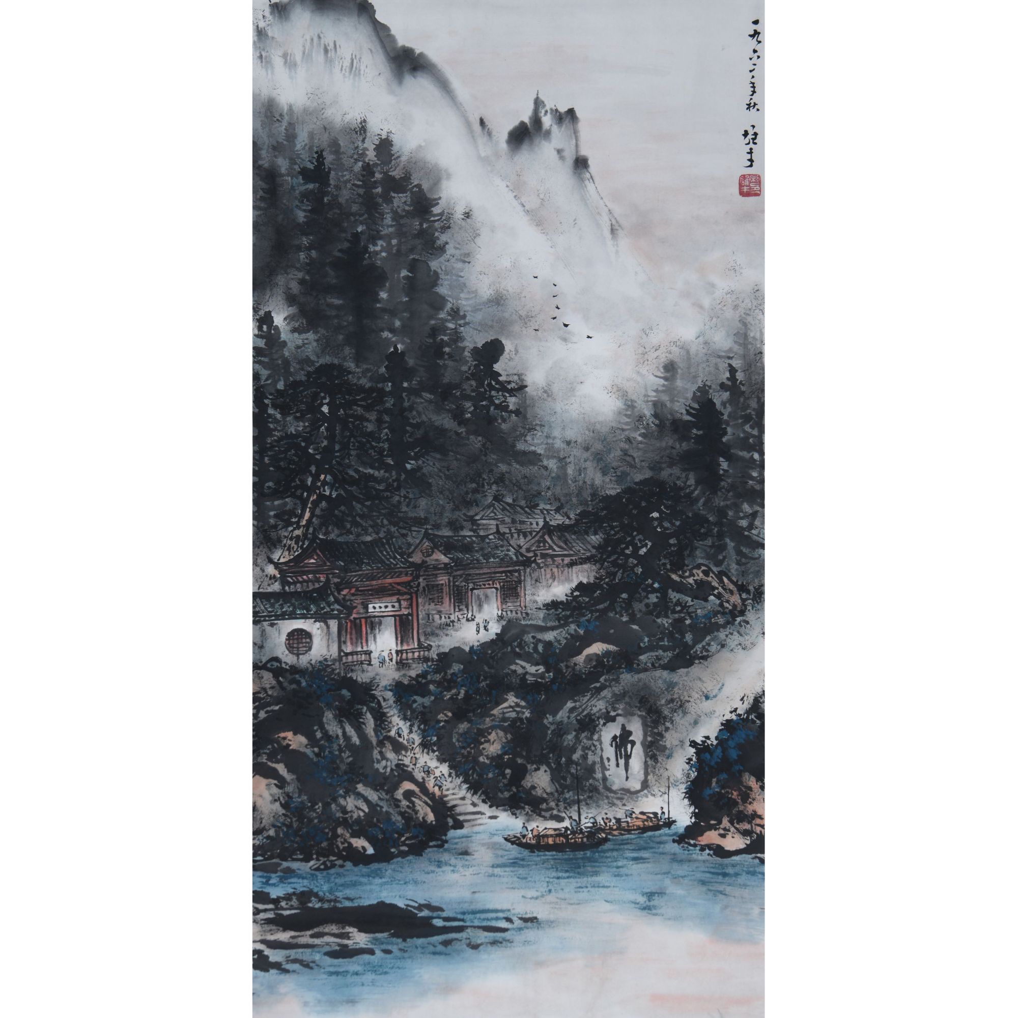 LOT.025黎 雄才【山水】纸本立轴B0501-411预展手绘美术品