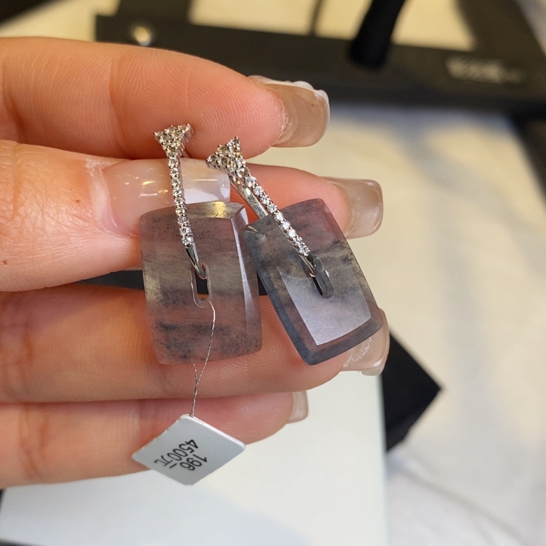 翡翠耳饰18K金镶嵌方糖耳包