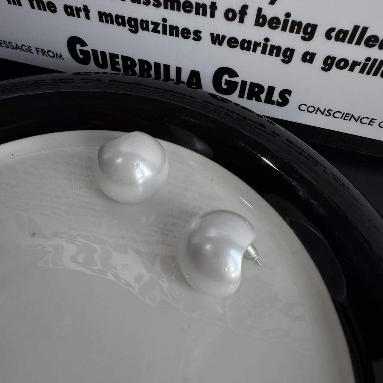 非金属仿珍珠耳饰 珠光半球耳钉