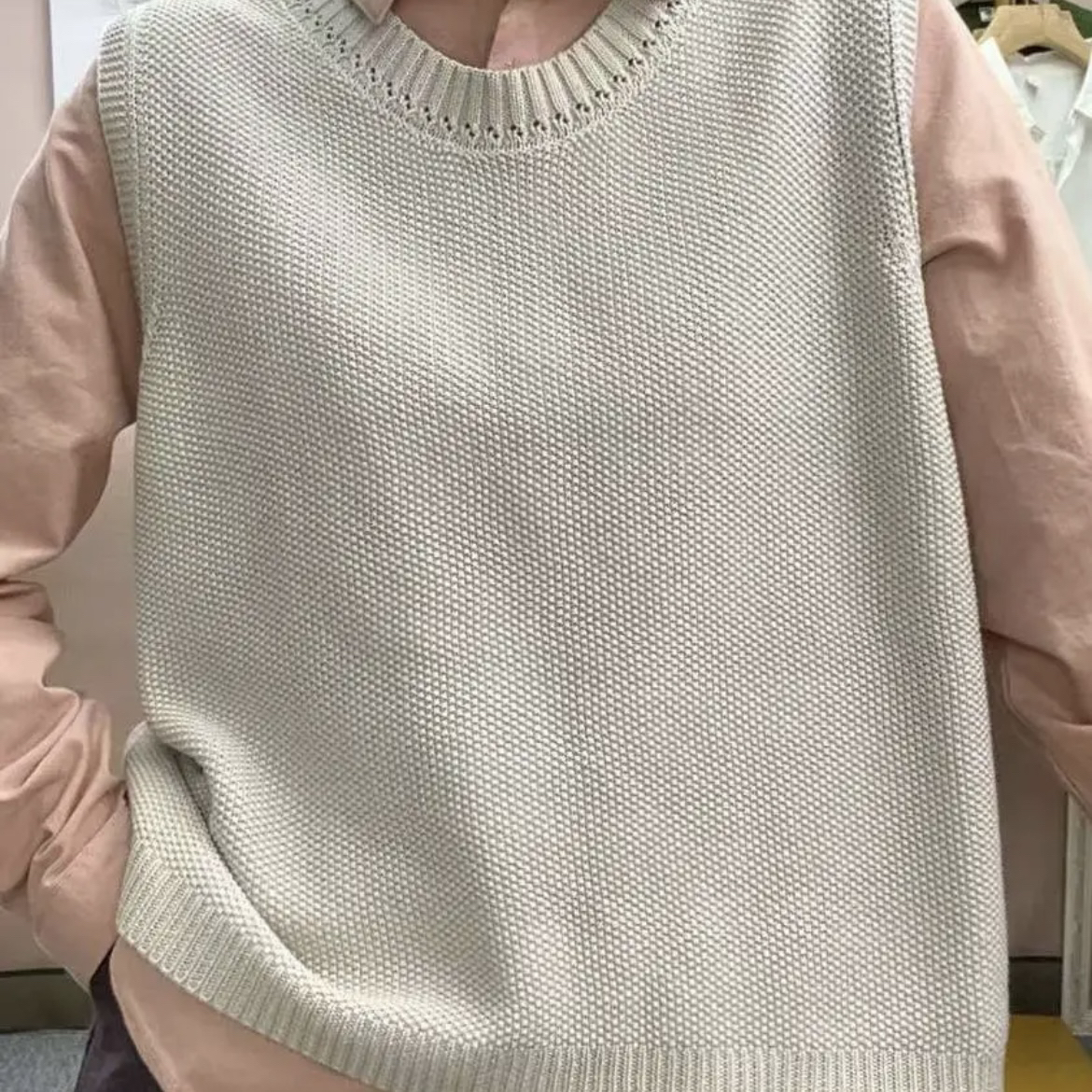 简约时尚针织马甲套头背心秋冬上衣6061