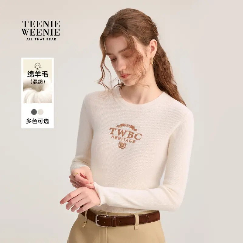【含绵羊毛】TeenieWeenie小熊毛针织舒适修身打底衫女TTKW254906E