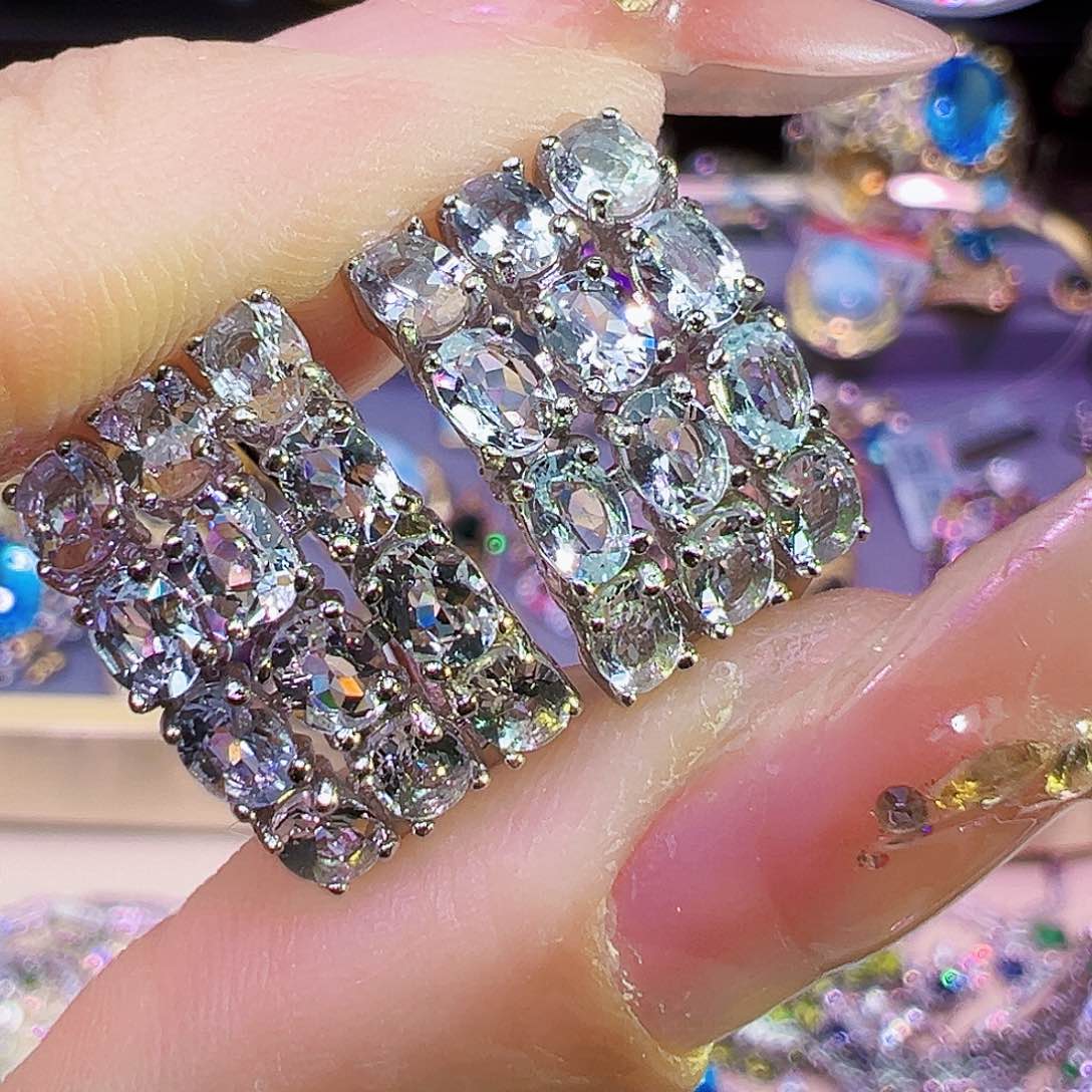 海蓝宝石耳坠银S925镶嵌