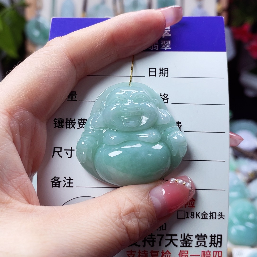 翡翠未镶嵌颈饰佛公08