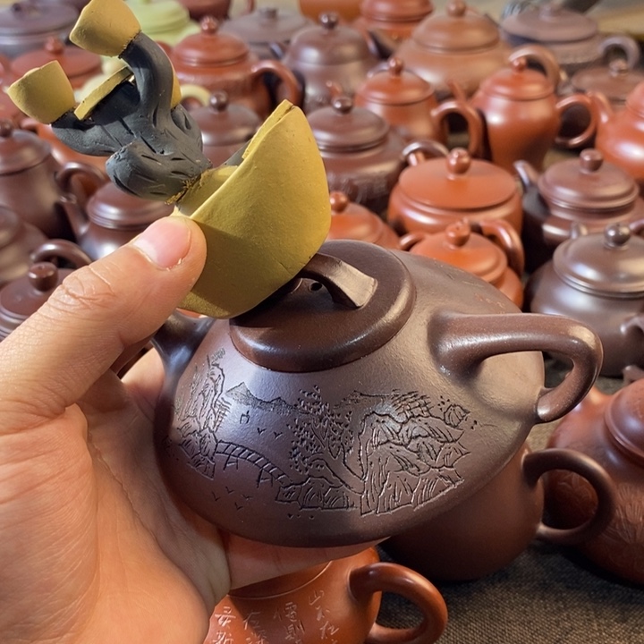 紫砂茶壶有*花宜兴紫砂壶