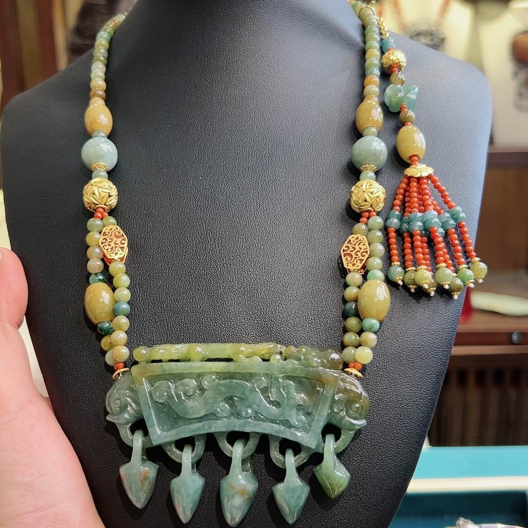 翡翠项链银S925镶嵌项链