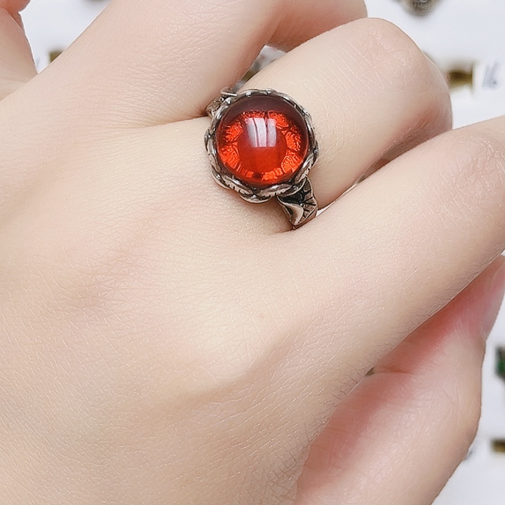 血珀银S925镶嵌戒指