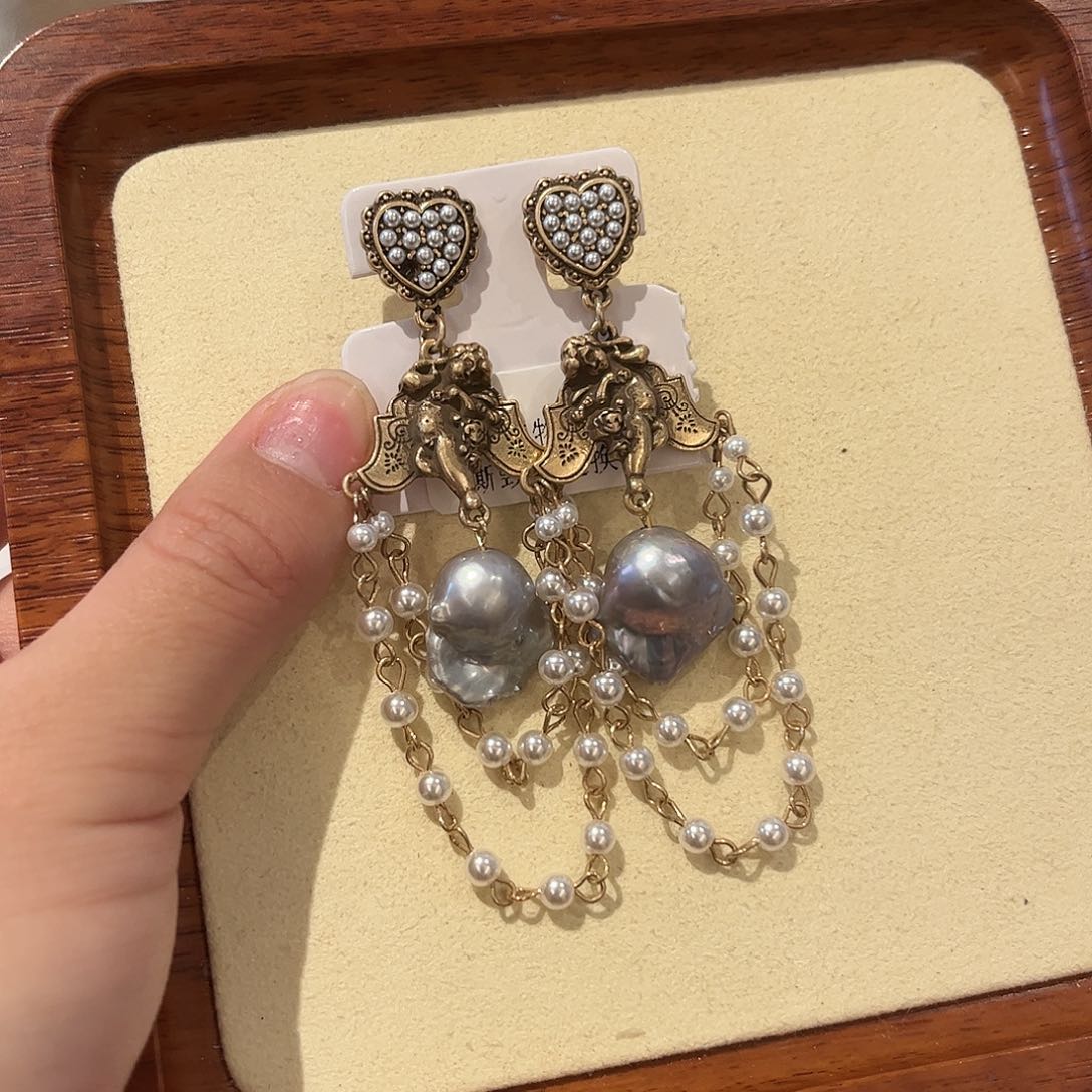 合金淡水珍珠耳饰