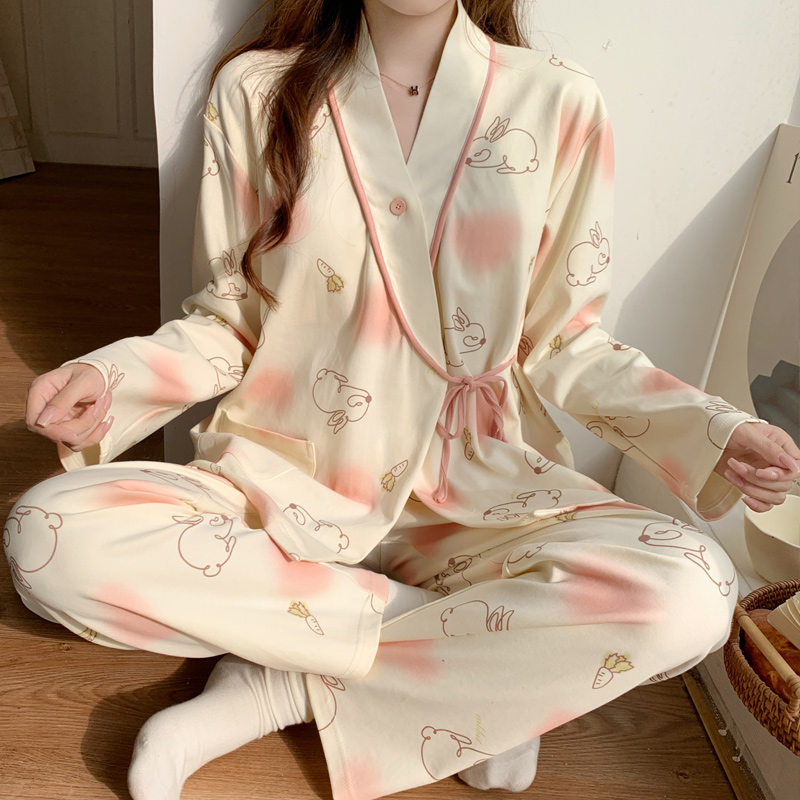 【新中式】月子服春夏季薄款产后坐月哺乳喂奶孕妇睡衣家居长袖套装