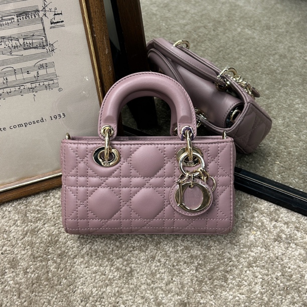 99新 DIOR/迪奥 豆沙紫Lady横版戴妃d-joy mini