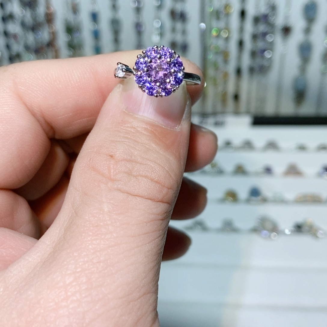 绿水晶戒指银S925镶嵌