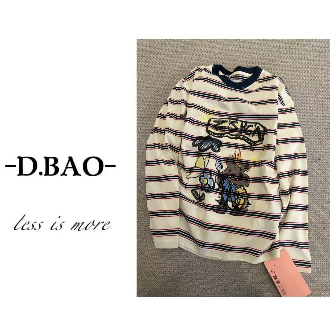 X'Dan-韩系小众！条纹布偶涂鸦撞色领口打底T恤004号637