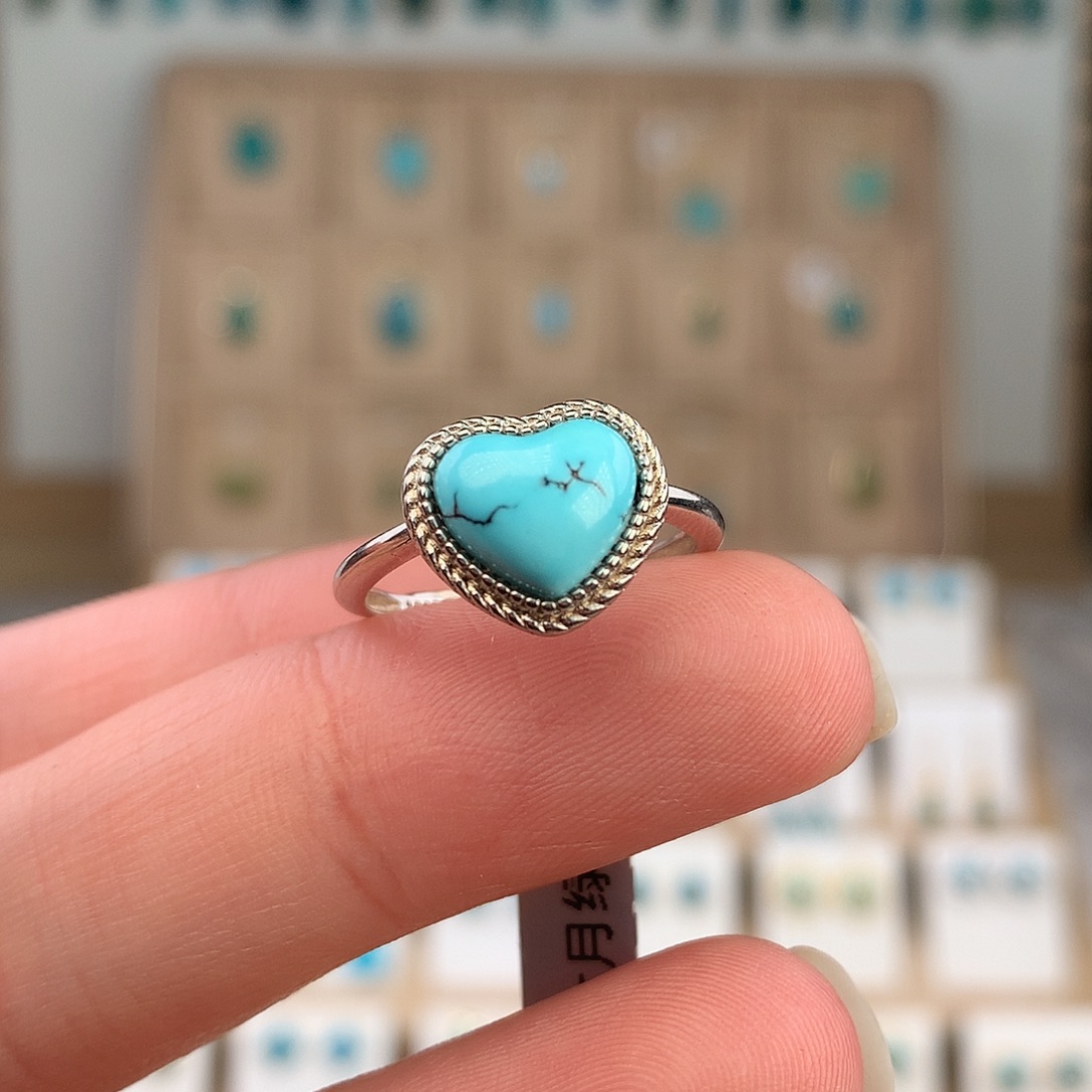 绿松石银S925镶嵌戒指