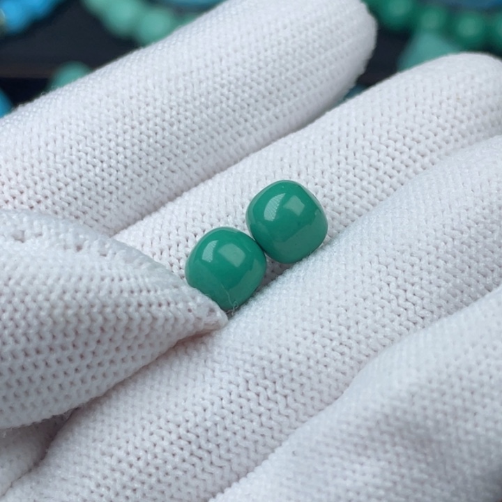 高瓷深绿色8mm老型一对福利
