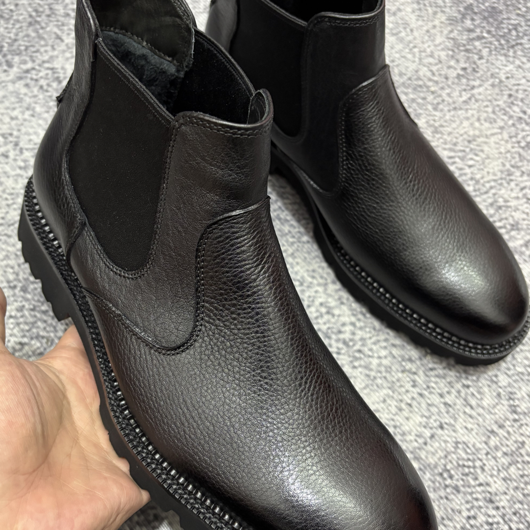 2025冬季时尚英伦风男士加绒短靴休闲切尔西靴进口XL大底轻便舒适