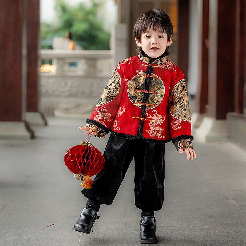 2025新款冬季儿童唐装男童女童新年礼服宝宝喜庆过年拜年服