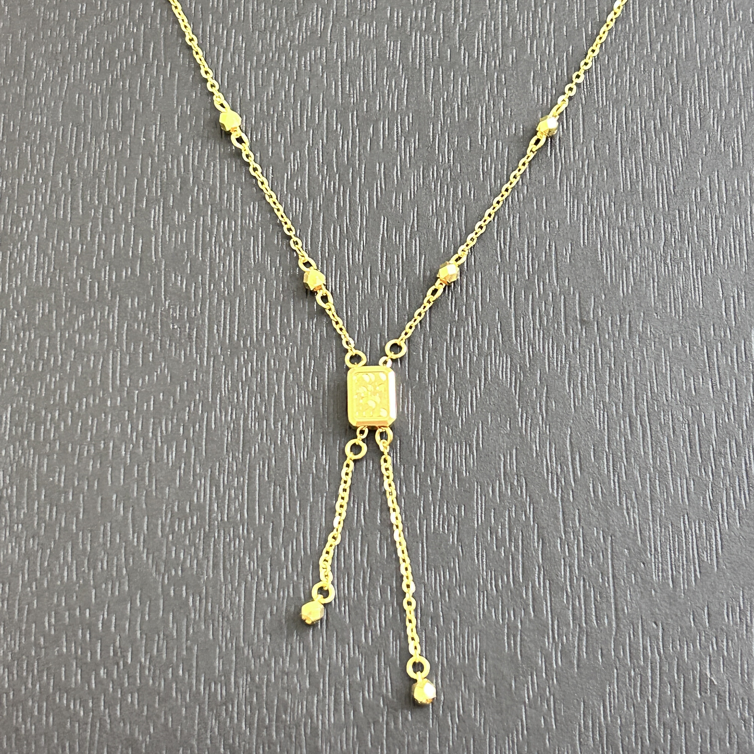 【店长专享】足金999 精工5G碎碎冰方块流苏套链HJT134