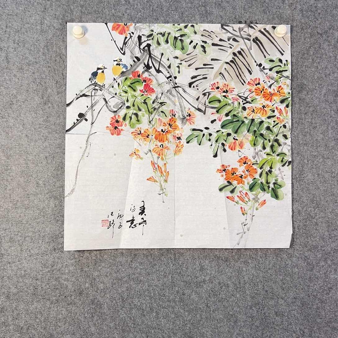 国画153 花鸟和花的颜色一样是我