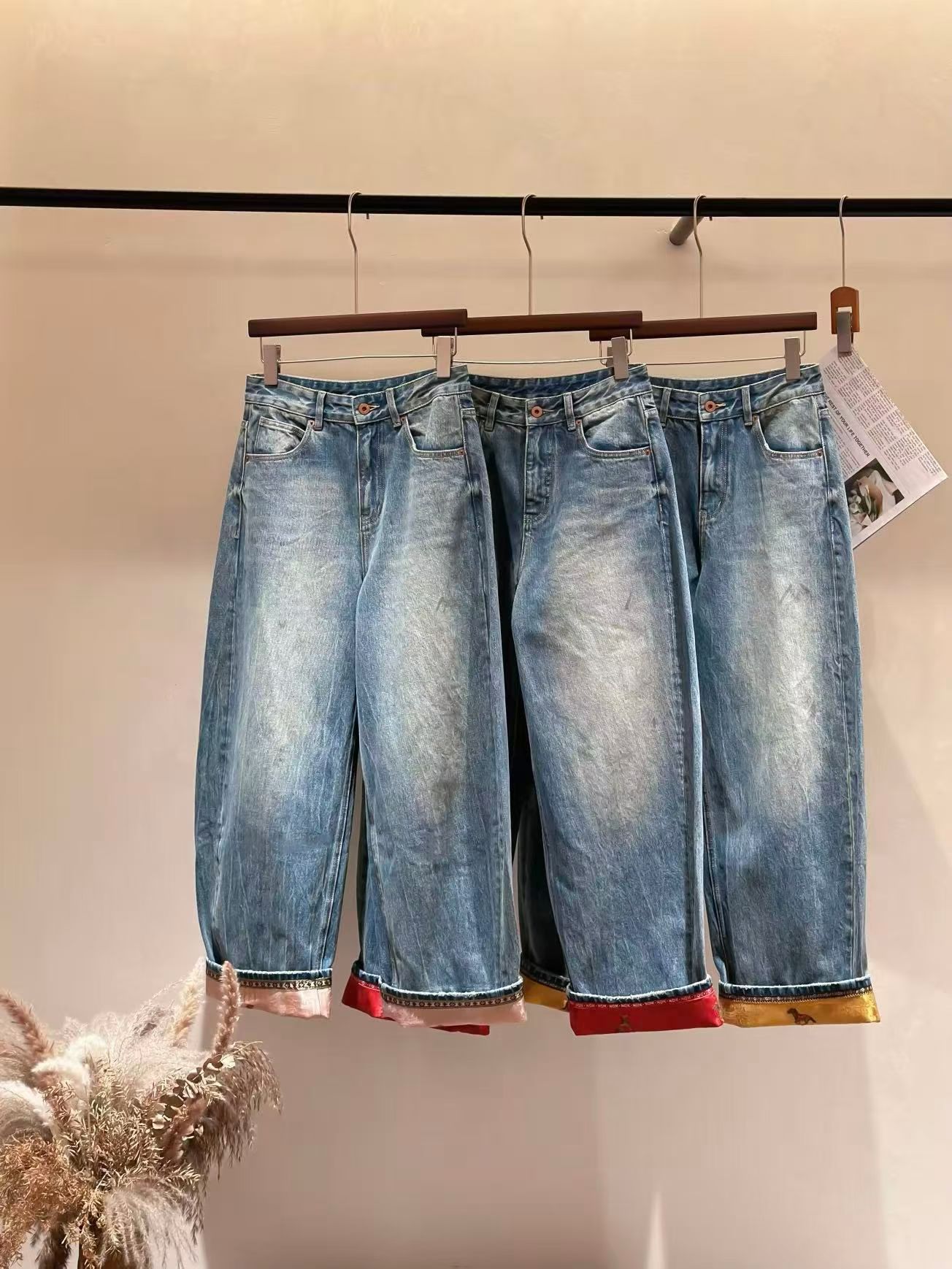 DL乐乐家【马踏春风】冬季新款直筒显高百搭宽松新年韩版复古牛仔裤