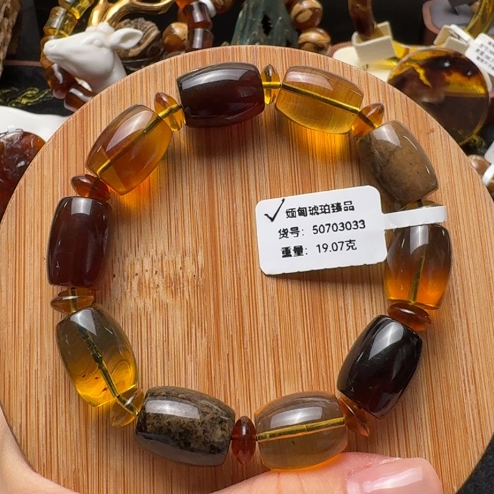 琥珀未镶嵌珠宝奇石12✖️16桶珠多宝单圈