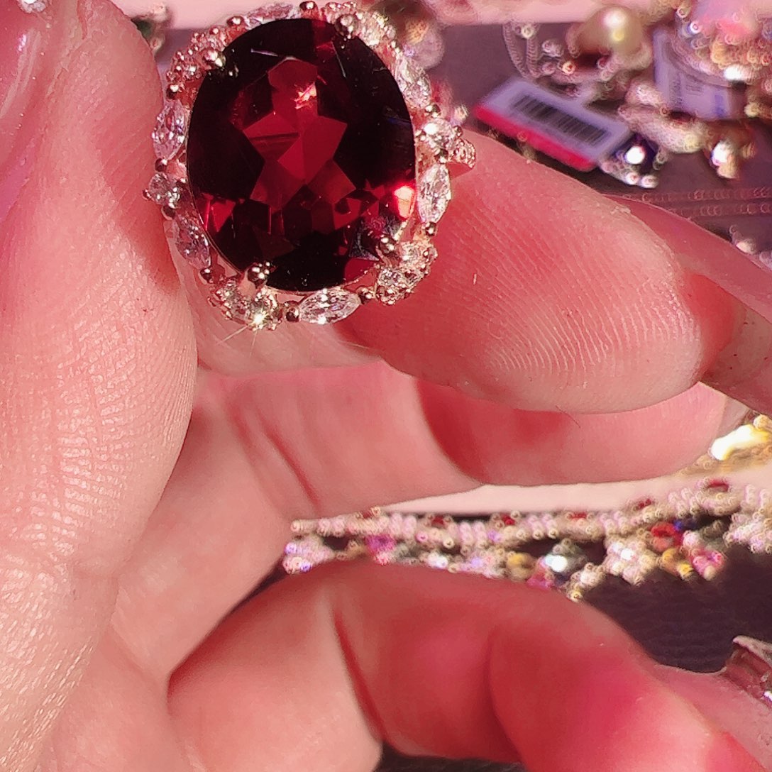 石榴石戒指银S925镶嵌