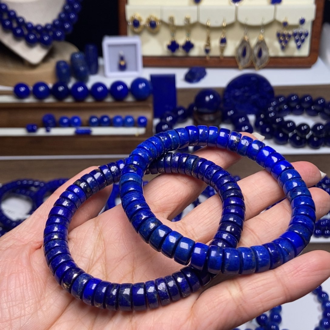 青金石未镶嵌老矿 精工药片手串9mm