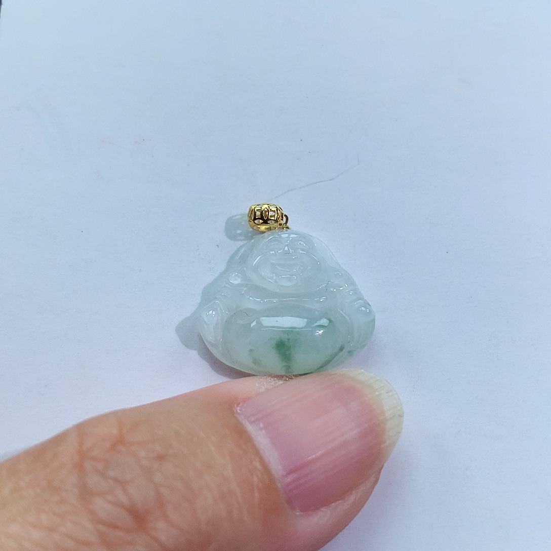 翡翠颈饰18K金镶嵌佛公
