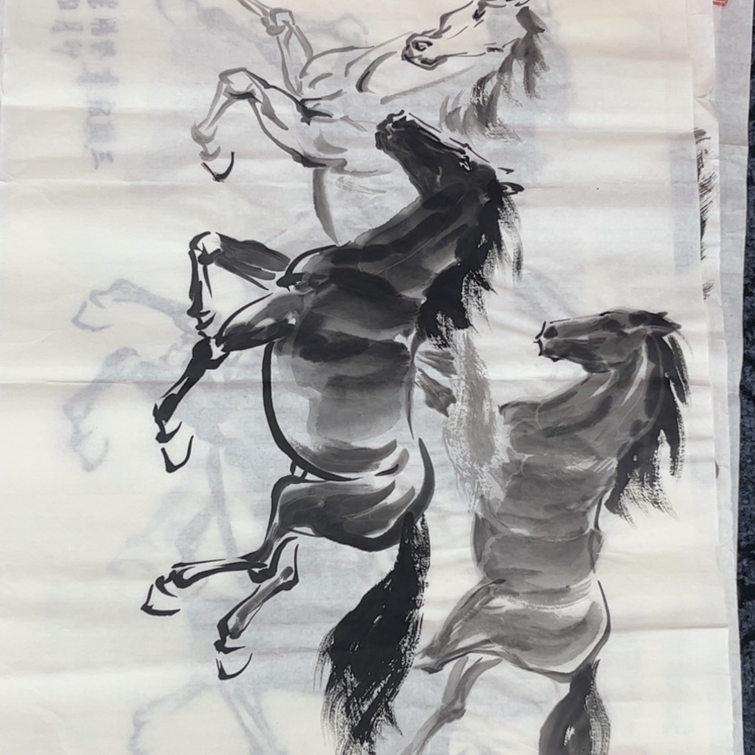 国画四尺三开花鸟m