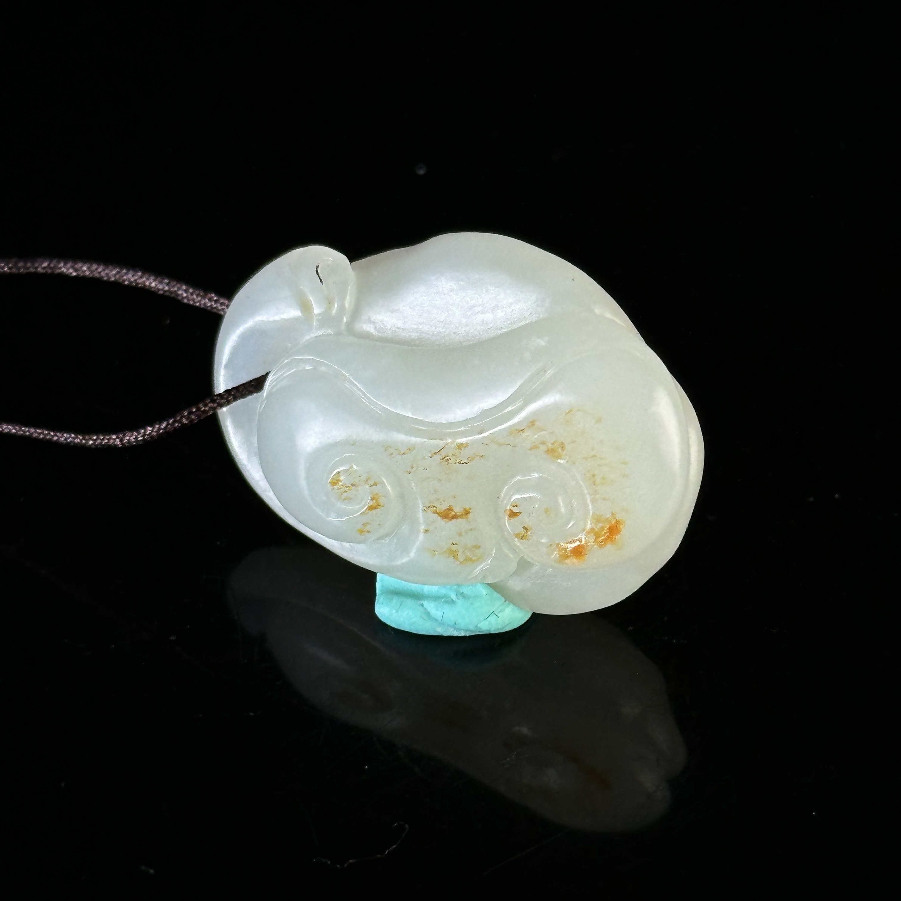 清和田玉灵芝纹佩 FLW020610*【上海兰馨】