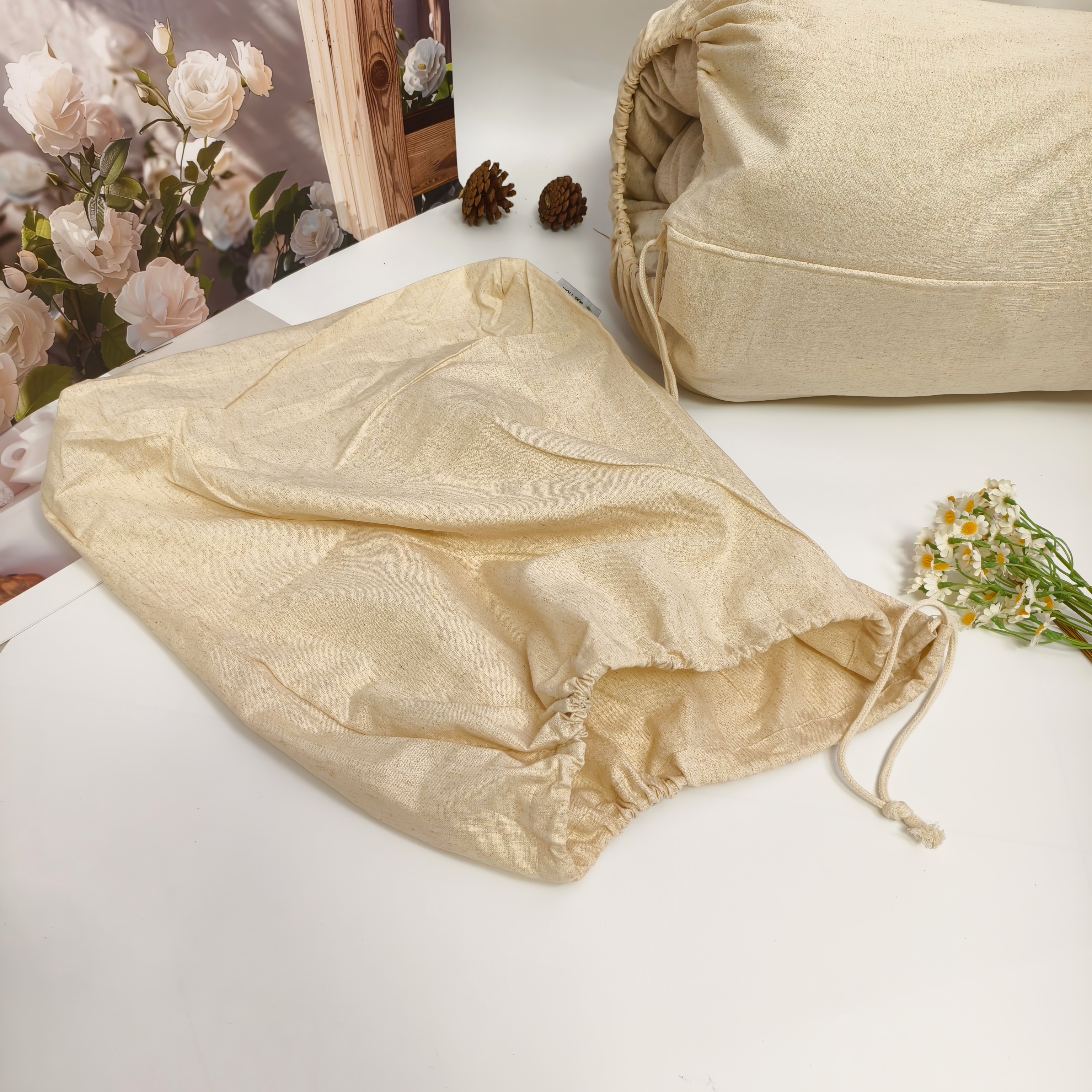 【汉麻14支大号收纳袋】防尘带抽绳收纳被子四件套衣服大容量50*55