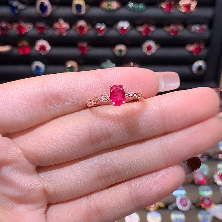 红宝石戒指银S925镶嵌1